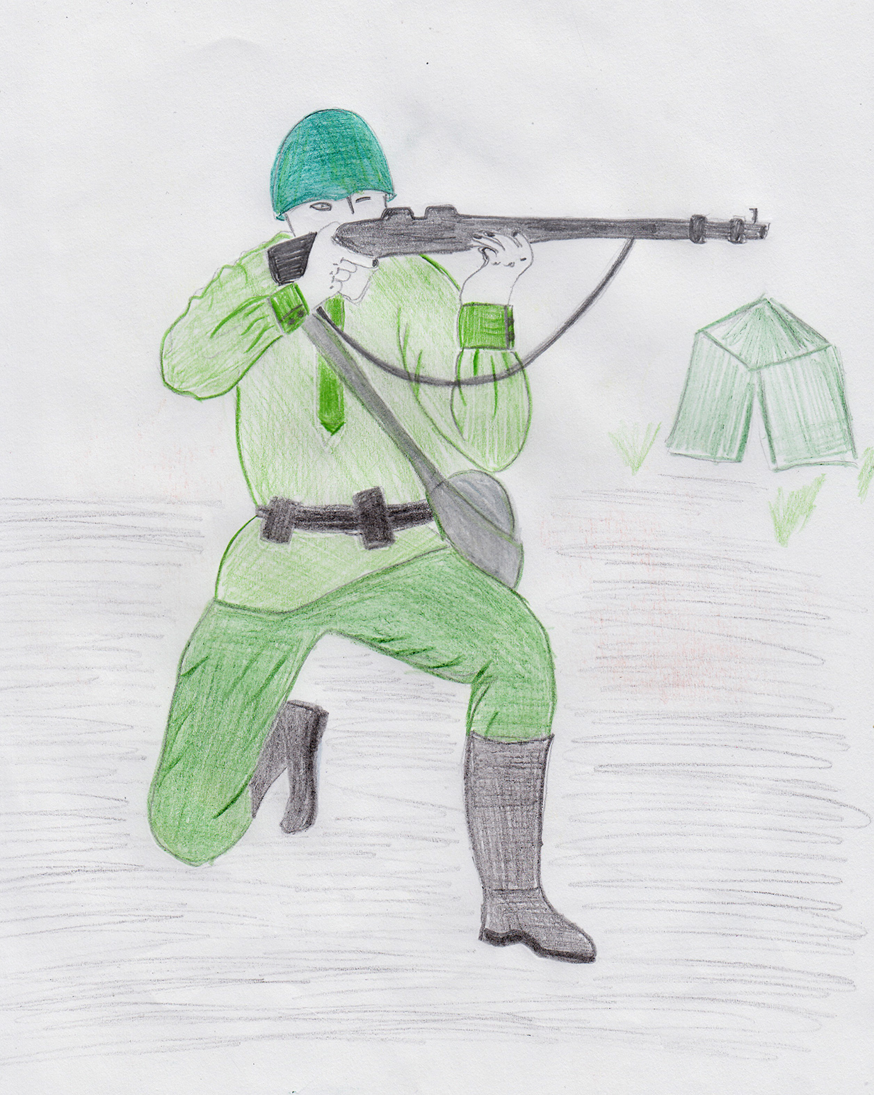 Рисунок на тему солдату от школьника